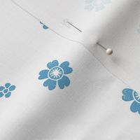 flower stamp fabric - sakura cherry blossom stamp, simple floral fabric, minimal flower fabric - light blue