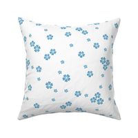 flower stamp fabric - sakura cherry blossom stamp, simple floral fabric, minimal flower fabric - light blue