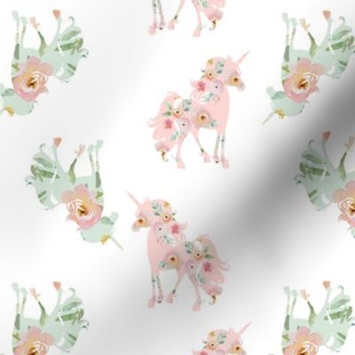 6" Pastel Floral Unicorns Upside Down Custom Print
