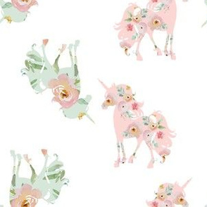 6" Pastel Floral Unicorns Upside Down Custom Print