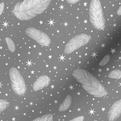 Feathers and Stars Grey