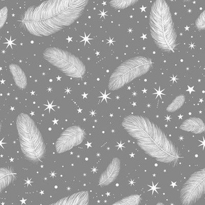 Feathers and Stars Grey