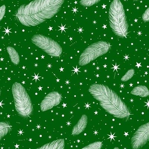 Feathers and Stars Green 