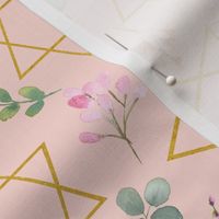Star of David floral, Blush pink background 