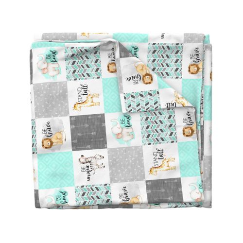 Safari//Zoo//Mint - Wholecloth Cheater Quilt Rotated