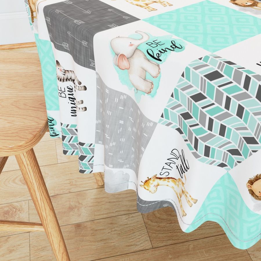 Safari//Zoo//Mint - Wholecloth Cheater Quilt Rotated