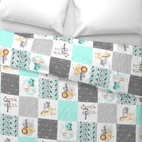 Safari//Zoo//Mint - Wholecloth Cheater Quilt Rotated