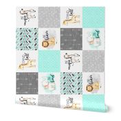 Safari//Zoo//Mint - Wholecloth Cheater Quilt Rotated