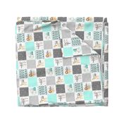 3 inch Safari//Zoo//Mint - Wholecloth Cheater Quilt - Rotated