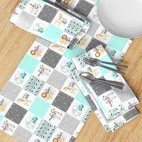 3 inch Safari//Zoo//Mint - Wholecloth Cheater Quilt - Rotated