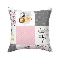 Safari//Zoo//Pink - Wholecloth Cheater Quilt - Rotated