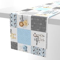 Safari//Zoo//Baby Blue - Wholecloth Cheater Quilt - Rotated