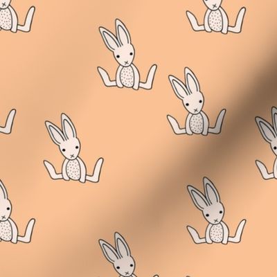 Little bunny love minimalist rabbit baby illustration for nursery soft apricot blush pink girls