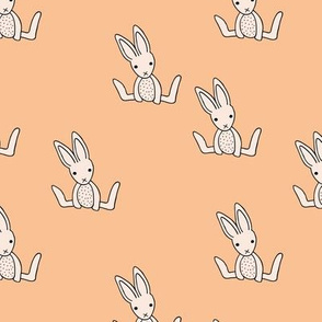 Little bunny love minimalist rabbit baby illustration for nursery soft apricot blush pink girls