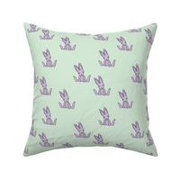 Little bunny love minimalist rabbit baby illustration for nursery mint lilac lavender