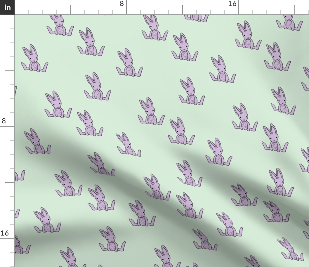 Little bunny love minimalist rabbit baby illustration for nursery mint lilac lavender