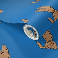 Little bunny love minimalist rabbit baby illustration for nursery classic blue brown boys
