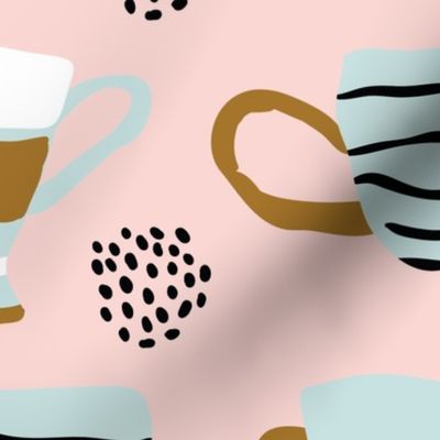 Japanese cups on pink background-v2