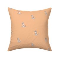 Little bunny love minimalist rabbit baby illustration for nursery delicate apricot blue pink girls