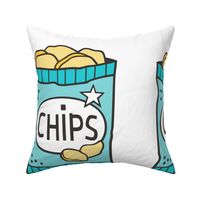 Potato Chips Aqua Blue Pillow Plush Plushie Softie Cut & Sew