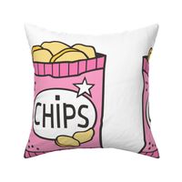 Potato Chips Pink Pillow Plush Plushie Softie Cut & Sew