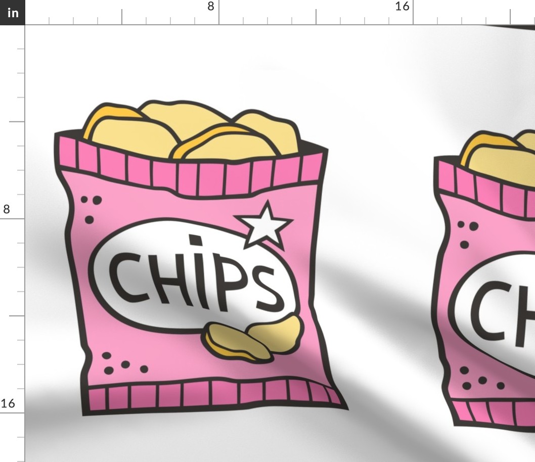 Potato Chips Pink Pillow Plush Plushie Softie Cut & Sew