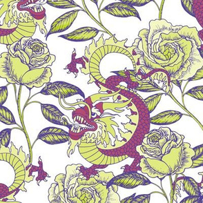 Dragon and roses. Purple