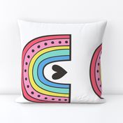 Rainbow & Hearts Pillow Plush Plushie Softie Cut & Sew