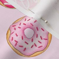 Iced Donuts Pink - on light pink, 3 inch donuts