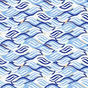 Impressionistic Waves on  blue