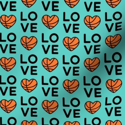 love basketball - teal - basketball hearts - LAD20