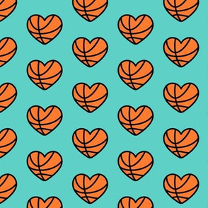basketball hearts - teal (with stroke)  - LAD20