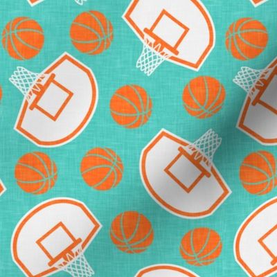 basketball hoops and balls - teal and orange - LAD20