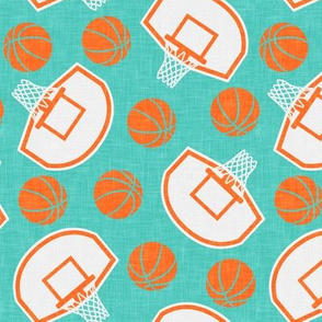 basketball hoops and balls - teal and orange - LAD20