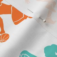 women's basketball players - girls basketball - teal, orange, and grey - LAD20