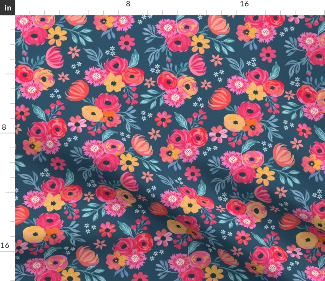 Roller Skating Floral Blue