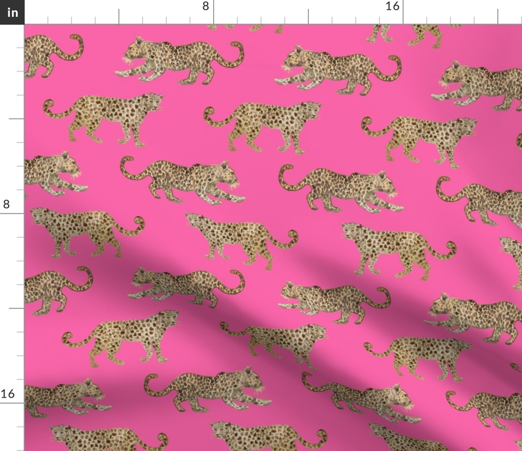 Leopard Parade Hot Pink Fabric Spoonflower