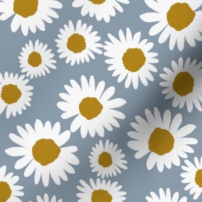 daisy chain fabric - daisy fabric, daisies fabric - baby girl fabric, muted fabric, mauve floral fabric - dusty blue