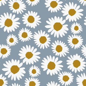 daisy chain fabric - daisy fabric, daisies fabric - baby girl fabric, muted fabric, mauve floral fabric - dusty blue