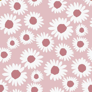 daisy chain fabric - daisy fabric, daisies fabric - baby girl fabric, muted fabric, mauve floral fabric - mauve and pink