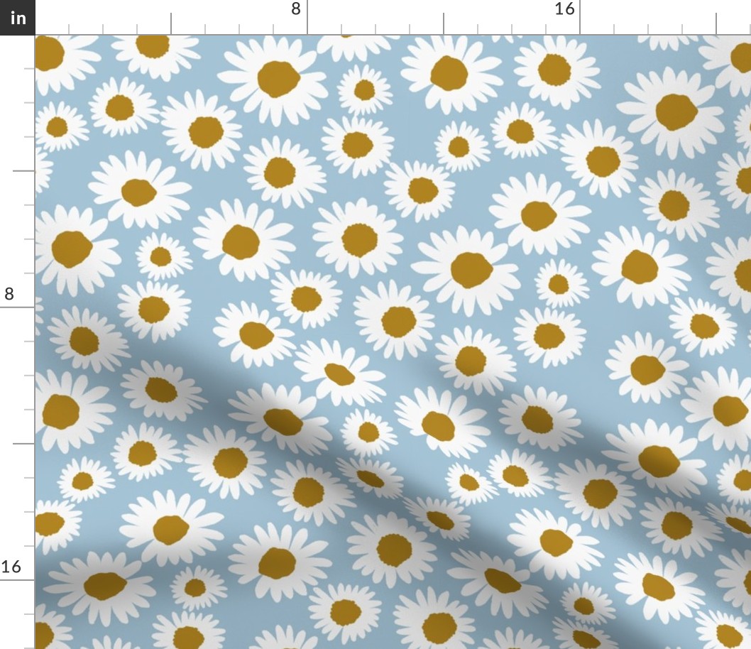 daisy chain fabric - daisy fabric, daisies fabric - baby girl fabric, muted fabric, mauve floral fabric - powder blue
