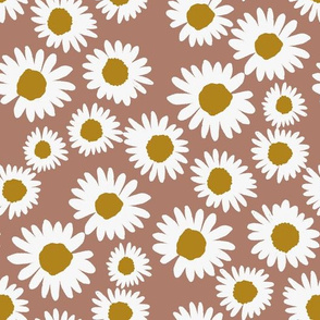 daisy chain fabric - daisy fabric, daisies fabric - baby girl fabric, muted fabric, mauve floral fabric - cafe