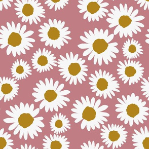 daisy chain fabric - daisy fabric, daisies fabric - baby girl fabric, muted fabric, mauve floral fabric - mauve