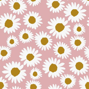 daisy chain fabric - daisy fabric, daisies fabric - baby girl fabric, muted fabric, mauve floral fabric - dusty pink