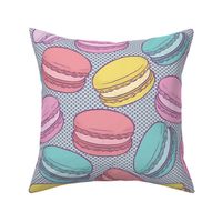 Pop Art French Macarons with Purple Halftone on Blue - Large