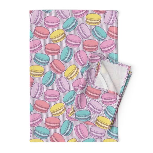 Pop Art French Macarons on Purple Halftone Dot - Medium