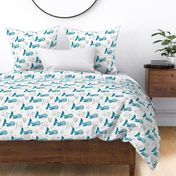 Deep sea watercolor whales and coral fish ocean kids theme nursery cool blue boys