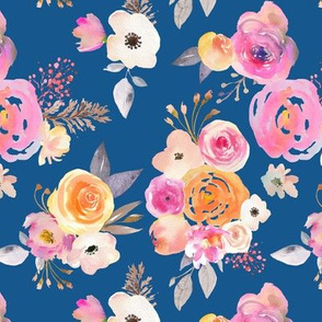 Kiss of Summer Watercolor Floral // Classic Blue