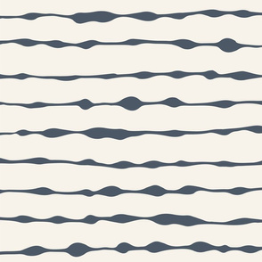 spilled horizontal stripes | dark grey blue on off white