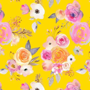 Kiss of Summer Watercolor Floral // Golden Yellow